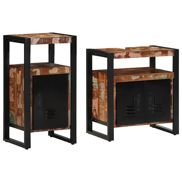 vidaXL Vonios baldų rinkinys 2 pcs Ruda Kieta atnaujinta mediena