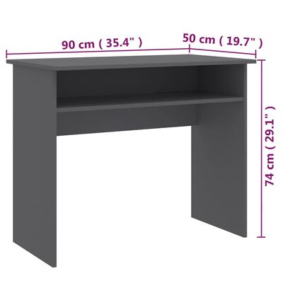 vidaXL Rašomasis stalas, pilkos spalvos, 90x50x74cm, MDP