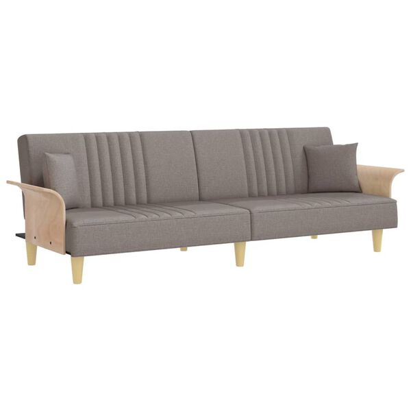 vidaXL Sofa-lova su porankiais, taupe spalvos, audinys