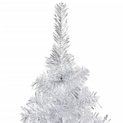 vidaXL Dirbtinė Kalėdų eglutė su žaisliukais, sidabrinė, 120cm, PET