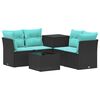 vidaXL Sofos komplektas 6 vnt. Juoda ir mėlyna 55 x 55 x 37 cm