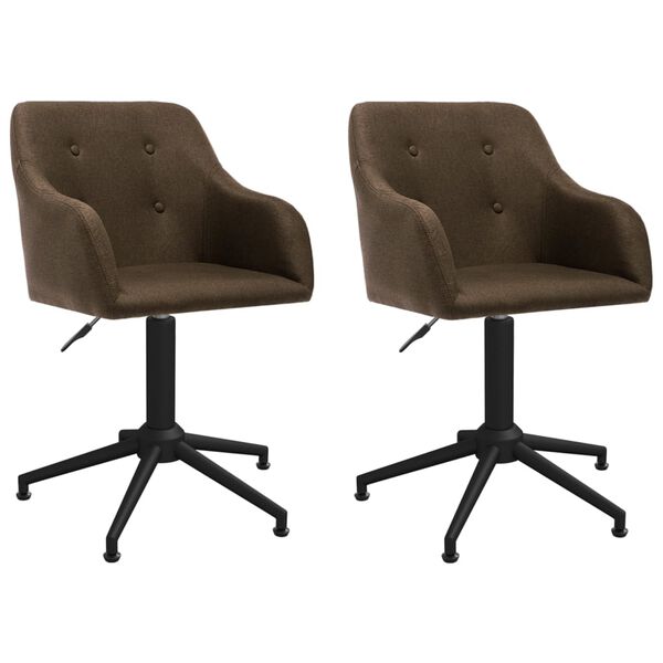 vidaXL Pasukamos valgomojo kėdės, 2vnt., tamsiai rudos, audinys