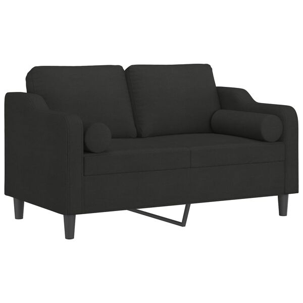 vidaXL Dvivietė sofa su pagalvėmis, juoda, 120cm, audinys