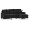 vidaXL Trivietė sofa su pakoja, juodos spalvos, 180cm, aksomas