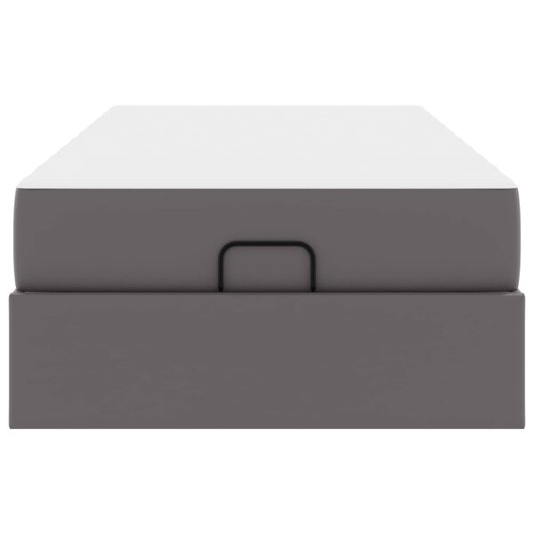 vidaXL Lovos rėmas su čiužiniu Pilka 90 x 190 cm Dirbtinė oda