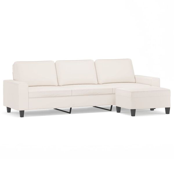 vidaXL Trivietė sofa su pakoja, smėlio, 210cm, mikropluo&scaron;to audinys