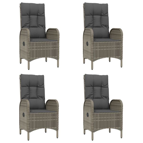 vidaXL Sodo komplektas, 5 dalių, juodas/pilkas, poliratanas