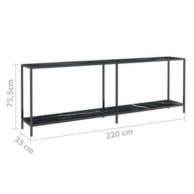 vidaXL Konsolinis staliukas, juodas, 220x35x75,5cm, grūdintas stiklas