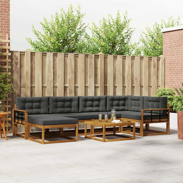 vidaXL Lauko sofos komplektas su pagalve 7 pcs Natūralus ir antracitas