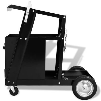vidaXL Vežimėlis suvirinimo aparatui su 4 stalčiais, juodas