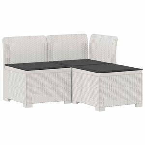 vidaXL 3-vietė sodo sofa su pagalvėlėmis, Rattan i&scaron;vaizda PP Balta