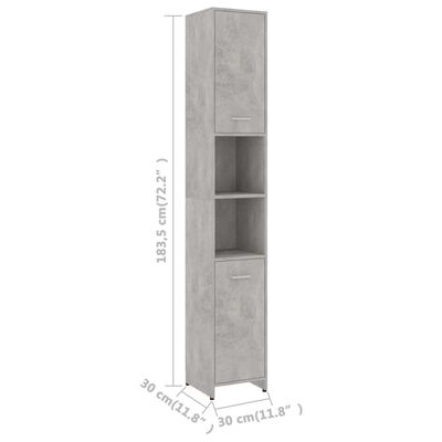 vidaXL Vonios kambario baldų komplektas, 4 dalių, betono pilkas, MDP