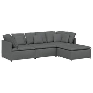 vidaXL Modulinė sofa su pakoja ir pagalvėlėmis, audinys, tamsiai pilka