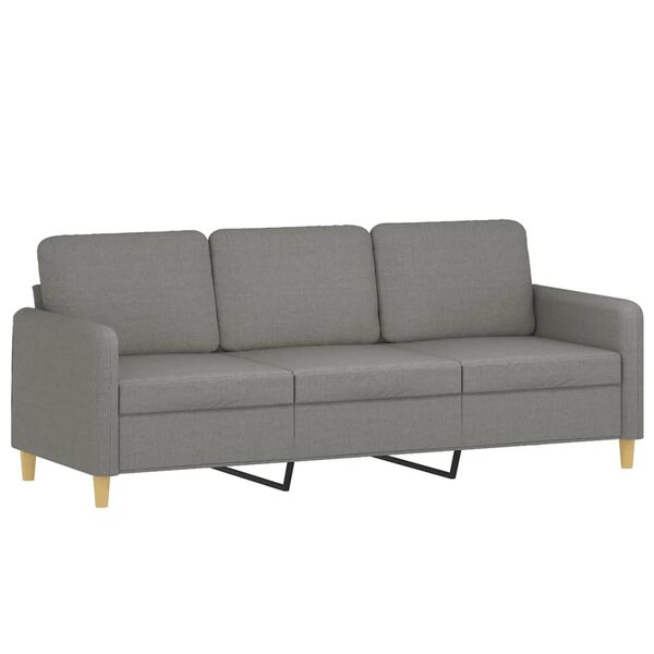 vidaXL Trivietė sofa su pagalvėmis, tamsiai pilka, 180cm, audinys