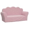 vidaXL Vaiki&scaron;ka dvivietė sofa, rožinė, mink&scaron;tas pliu&scaron;inis