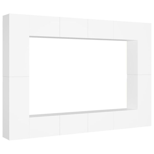 vidaXL Televizoriaus spintelių komplektas, 8 dalių, baltas, mediena