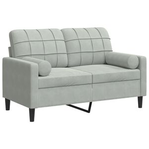 vidaXL Dvivietė sofa su pagalvėlėmis, raudonojo vyno, 120cm, aksomas