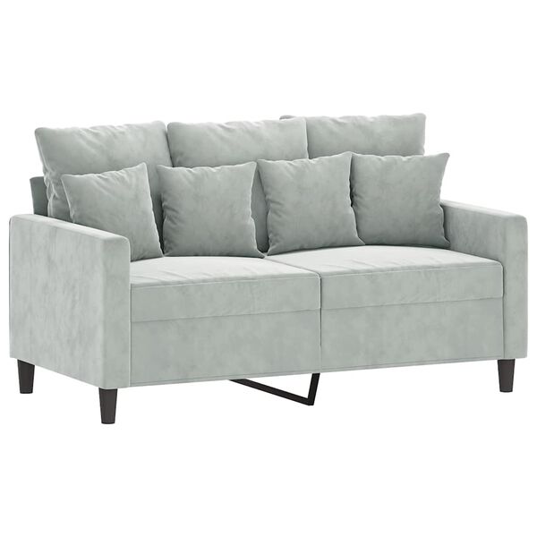 vidaXL Dvivietė sofa, &scaron;viesiai pilkos spalvos, 120cm, aksomas