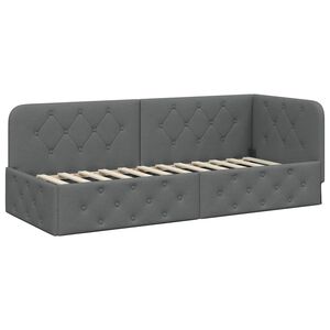 vidaXL Kampinė lovos konstrukcija Tamsiai pilka 80 x 200 cm audinys