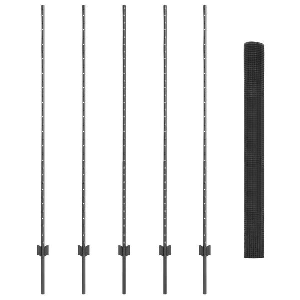 vidaXL Tvora ir stulpas Pilka 1,5 x 10 m Plienas