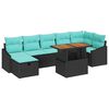 vidaXL Sodo Sofų Rinkinys su pagalve 8 pcs Juoda poliratanas