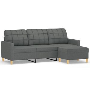 vidaXL Trivietė sofa su pakoja, tamsiai pilkos spalvos, 180cm, audinys