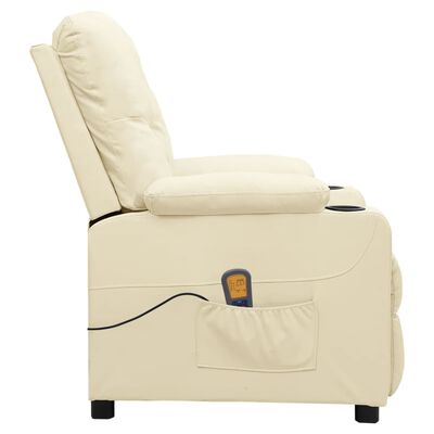 vidaXL Atlošiamas masažinis krėslas, kreminės spalvos, dirbtinė oda