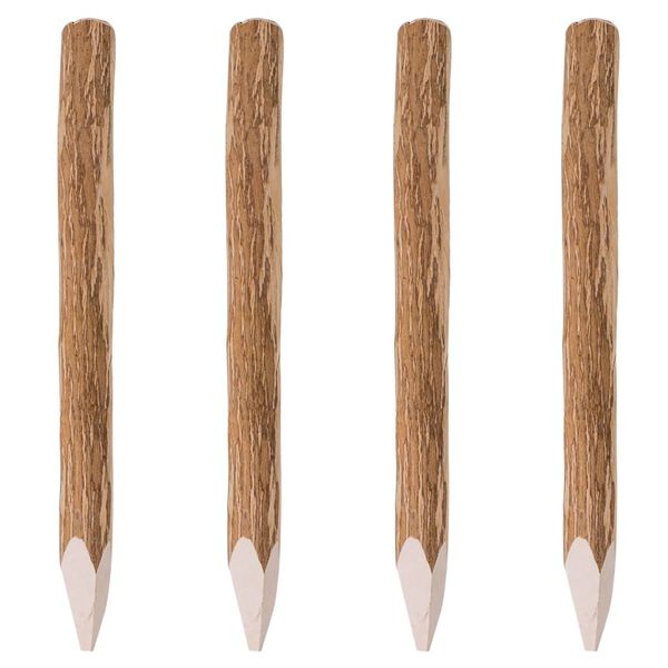 vidaXL Smailūs tvoros stulpai, 4vnt., 90cm, lazdyno mediena