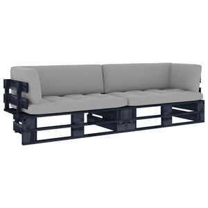 vidaXL Dvivietė sofa i&scaron; palečių su pagalvėlėmis, impregnuota pu&scaron;is