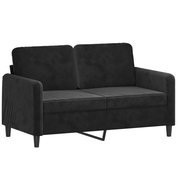 vidaXL Dvivietė sofa su pagalvėmis, juodos spalvos, 120cm, aksomas