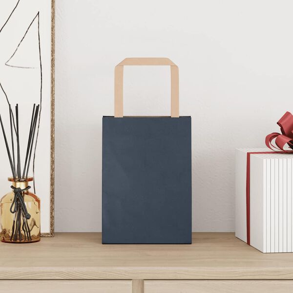 vidaXL Popieriniai mai&scaron;eliai 250vnt. su rankenomis, mėlynas, 15x8x21cm