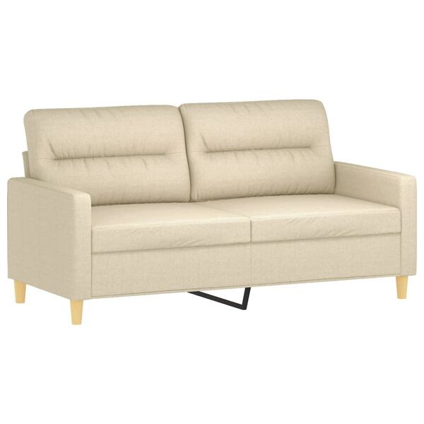 vidaXL Dvivietė sofa, kreminės spalvos, 140cm, audinys