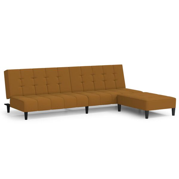 vidaXL Dvivietė sofa-lova su pakoja, rudos spalvos, aksomas