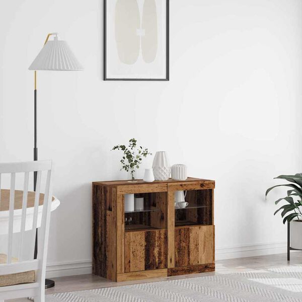 vidaXL LED Bufetas 2 pcs Senas medis 41 x 37 x 67 cm Apdirbta mediena