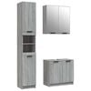 vidaXL Vonios spintelių komplektas, 3 dalių, pilkas ąžuolo, mediena