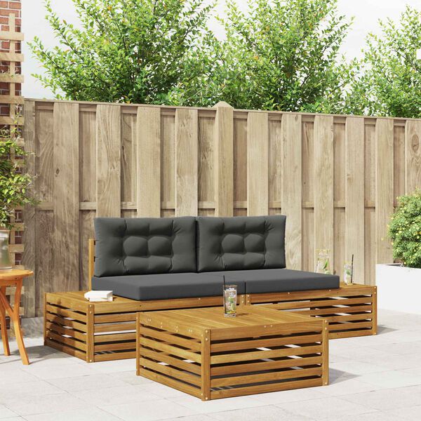 vidaXL Lauko sofos komplektas 3 Vienetas Natūralus ir antracitas