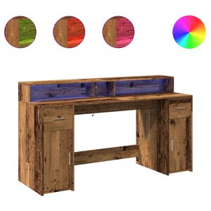 vidaXL Ra&scaron;omasis stalas su LED, pilkas ąžuolo, 160x55x91cm, mediena
