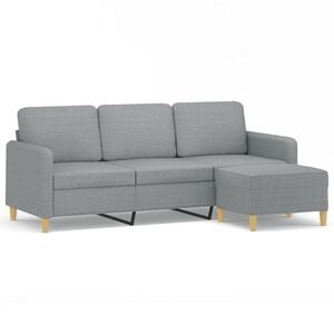 vidaXL Trivietė sofa su pakoja, &scaron;viesiai pilka, 180cm, audinys