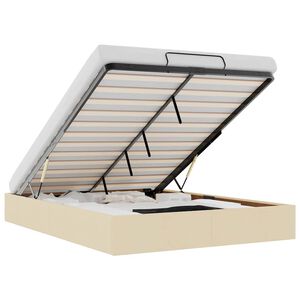 vidaXL Osmanų lovos rėmas be čiužinio, kreminis, 140x200 cm, audinys