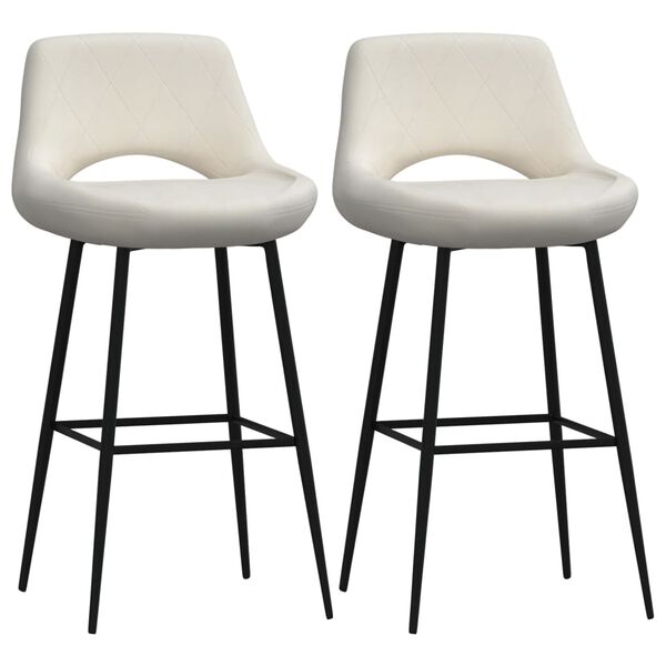 vidaXL Baro taburetės, 2vnt., kreminės spalvos, aksomas