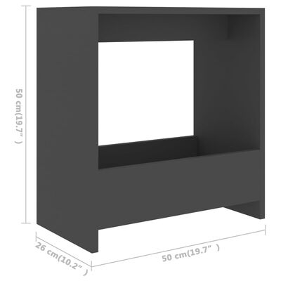 vidaXL Šoninis staliukas, pilkos spalvos, 50x26x50cm, MDP