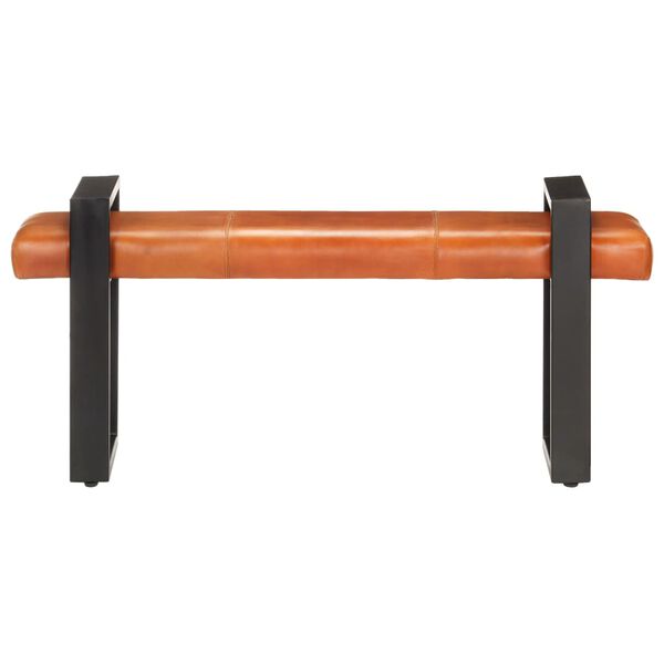 vidaXL Suoliukas, juodos ir rudos spalvos, 120cm, tikra ožkos oda