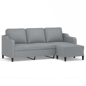vidaXL Trivietė sofa su pakoja, &scaron;viesiai pilka, 180cm, audinys