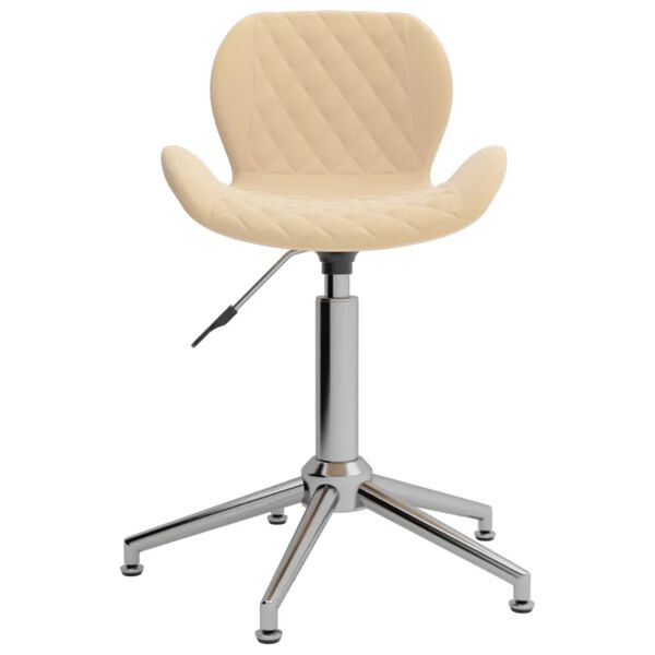 vidaXL Pasukamos valgomojo kėdės, 2vnt., kreminės spalvos, aksomas