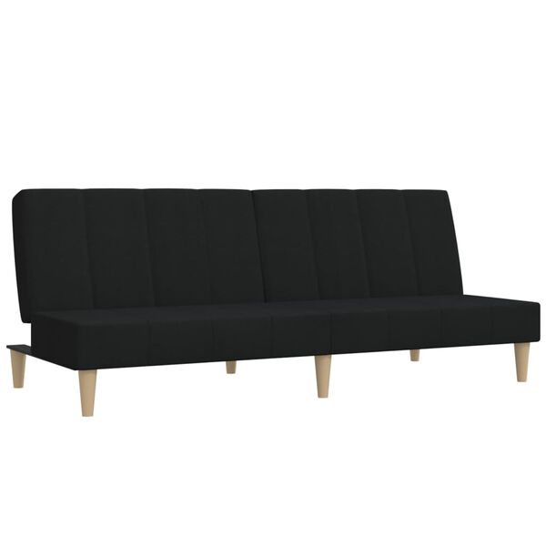 vidaXL Dvivietė sofa-lova su pakoja, juodos spalvos, audinys