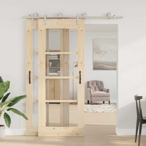 vidaXL Stumdomų durų įrangos rinkinys, sidabr., 183cm, nerūd. plien.