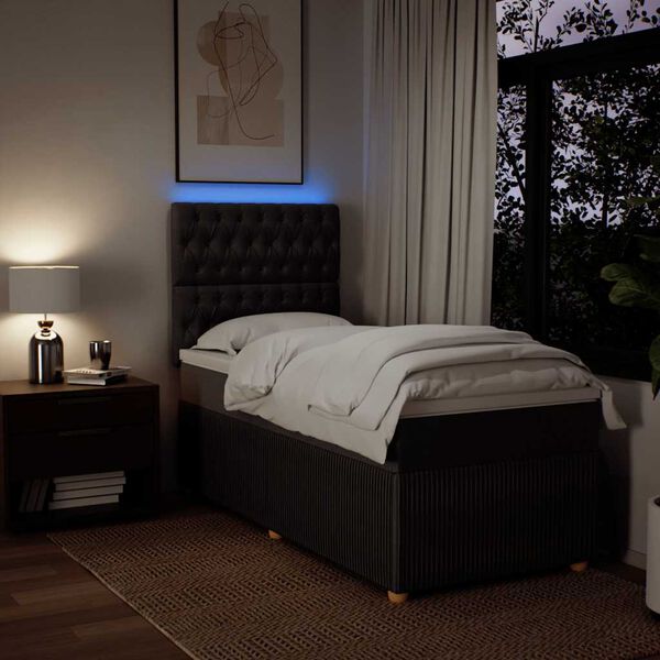 vidaXL Lova su spyruoklėmis ir čiužiniu, ruda, 90x200 cm, audinys