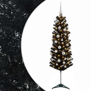 vidaXL Dirbtinė siaura kalėdinė eglutė su žaisliuku 120 cm 150 LED
