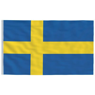 vidaXL Švedijos vėliava su stiebu, aliuminis, 5,55m