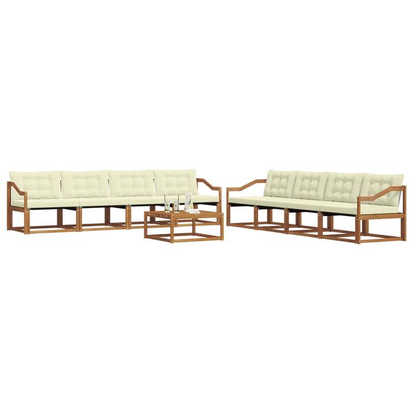 vidaXL Lauko sofos komplektas su pagalve 9 pcs Natūralus ir grietinėlė